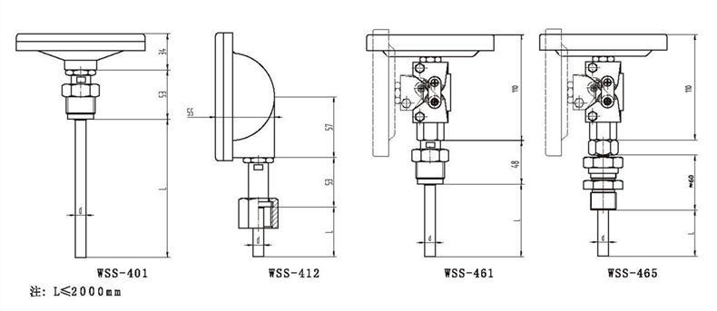 WSS工業雙金屬溫度計（通用型螺紋式）_http://m.sziloveyou.cn_雙金屬溫度計_第3張