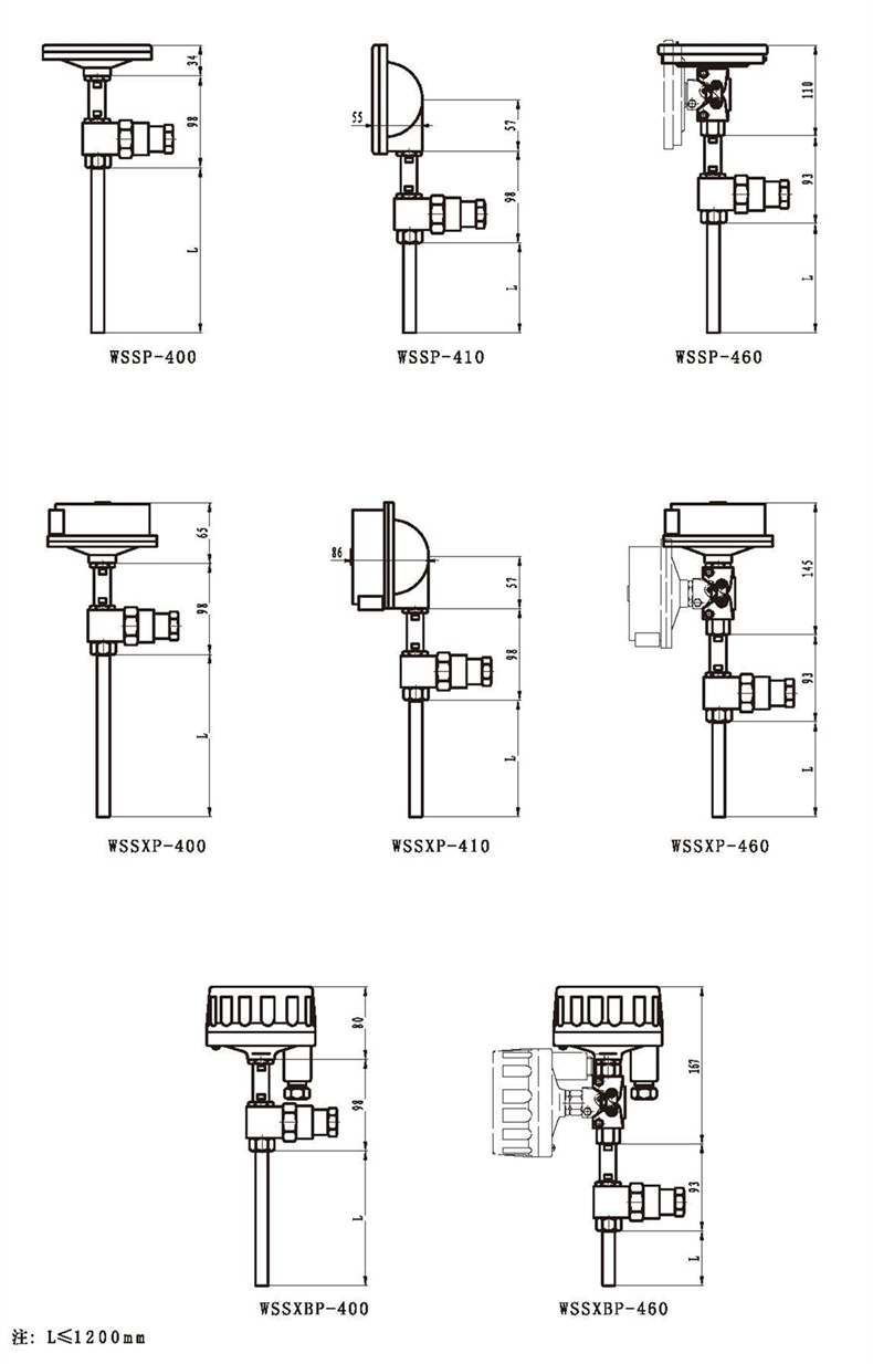 WSSX工業(yè)雙金屬溫度計（一體化型無固定裝置）_http://m.sziloveyou.cn_雙金屬溫度計_第3張
